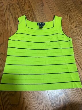 Women’s Neon Lime Sleeveless Striped Knit Top